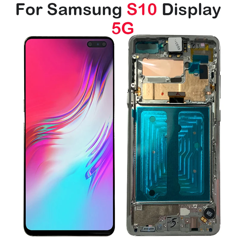 

Original Dynamic Amoled LCD For Samsung S10 5G LCD Display Touch Screen With Frame Digitizer Replacement Repair for G977B G977U