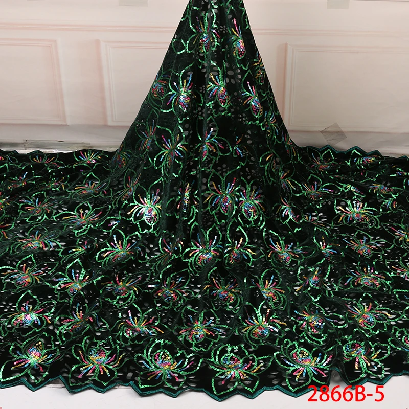 

Nigerian Lace Fabric 2019 High Quality Lace Velvet Lace Fabric With Mixed Sequins Embroidery For African Wedding Dress 2866b