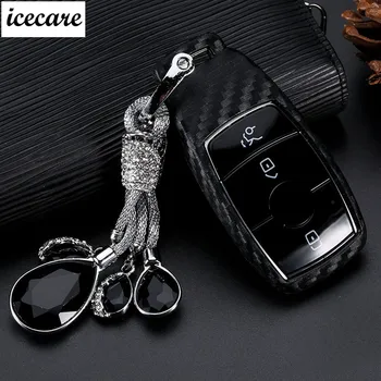 

Carbon Fiber Rubber Key Case Cover w210 for mercedes benz w204 w202 CLS CLA GL R SLK AMG A B C S class Remote holder accessories