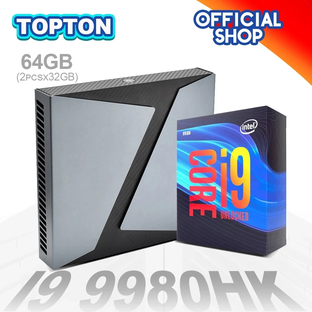 Tarjeta dedicada Juego Mini PC Intel Core i9 9980HK/i7 9750H/i5 9300H Nvidia GTX 1650 4GB juego de escritorio 2 * DDR4 64GB DP HDMI USB-C