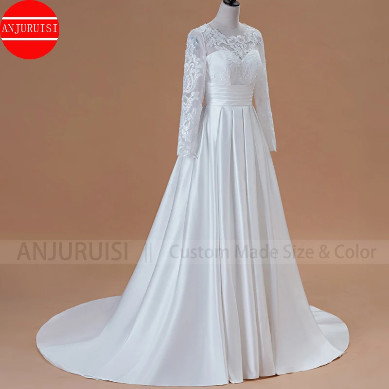 Элегантная одежда с длинным рукавом свадебное платье 2020 Vestidos De Novia круглым