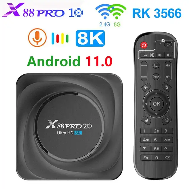 $54.53 X88 PRO 20 Smart TV Box Android 11 8GB RAM 128GB 4GB 64GB 32GB Rockchip RK3566 Google Assistant Youtube X88PRO Media Player