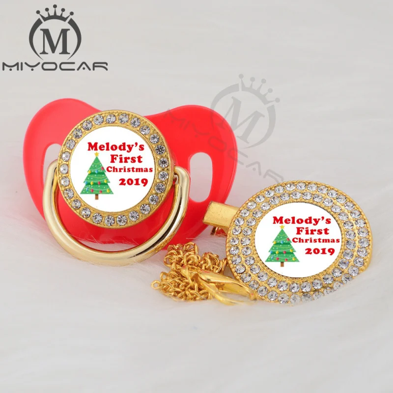 MIYOCAR на заказ любой тест Рождество Золото bling соска и соска клип черный BPA бесплатно пустышка bling уникальный дизайн P-AMS