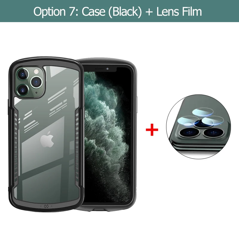 case normal film Чехол Shookproof для iPhone 11 Pro Max, прозрачная подушка безопасности, чехол для игрового плеера, защитный чехол, металлическая пленка для объектива, защита экрана Xundd - Цвет: case normal film