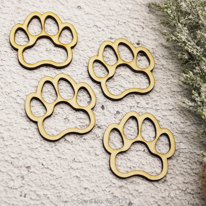 Personalised Wooden Christmas Decoration Dog Paws 10cm Shape Laser Cut 
