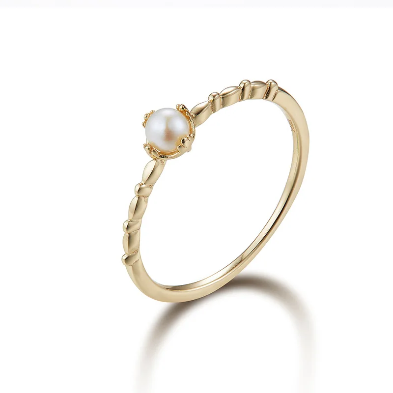 

Japanese-style Light Jewelry S925 Fine Silver Super Delicacy Simple Fashion Ol Natural Freshwater Pearl Ring Women's