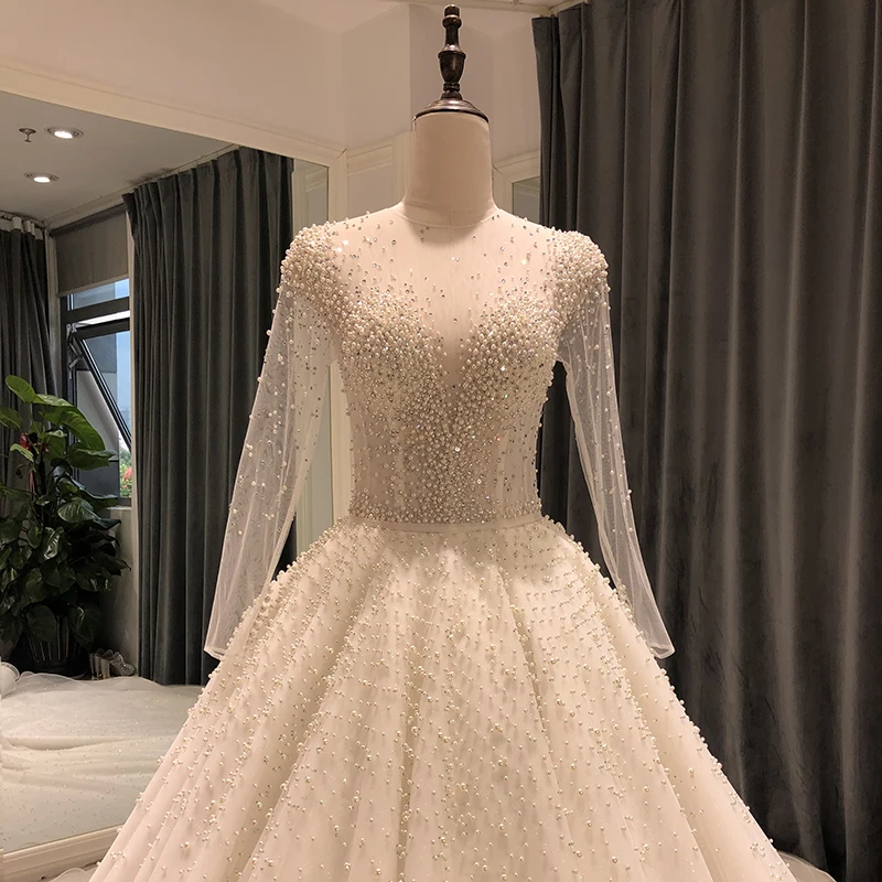 gown for wedding SL-8189 wedding dress 2021 ball gown long sleeve pearl china online store woman vintage civil bridal wedding gowns wedding dresses