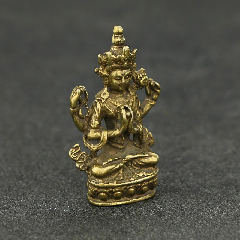 Антикварная медная статуя Будды домашние декоративные предметы для гостиной маленькие украшения Ретро латунь офисный стол миниатюрные фигурки