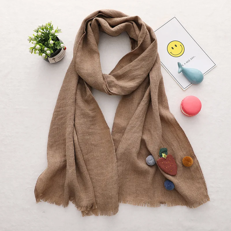 Girls Scarf Shawl Baby Kids Scarves Children Neckerchief Girl Autumn Winter Warm Neck Wear Accessories - Цвет: Хаки