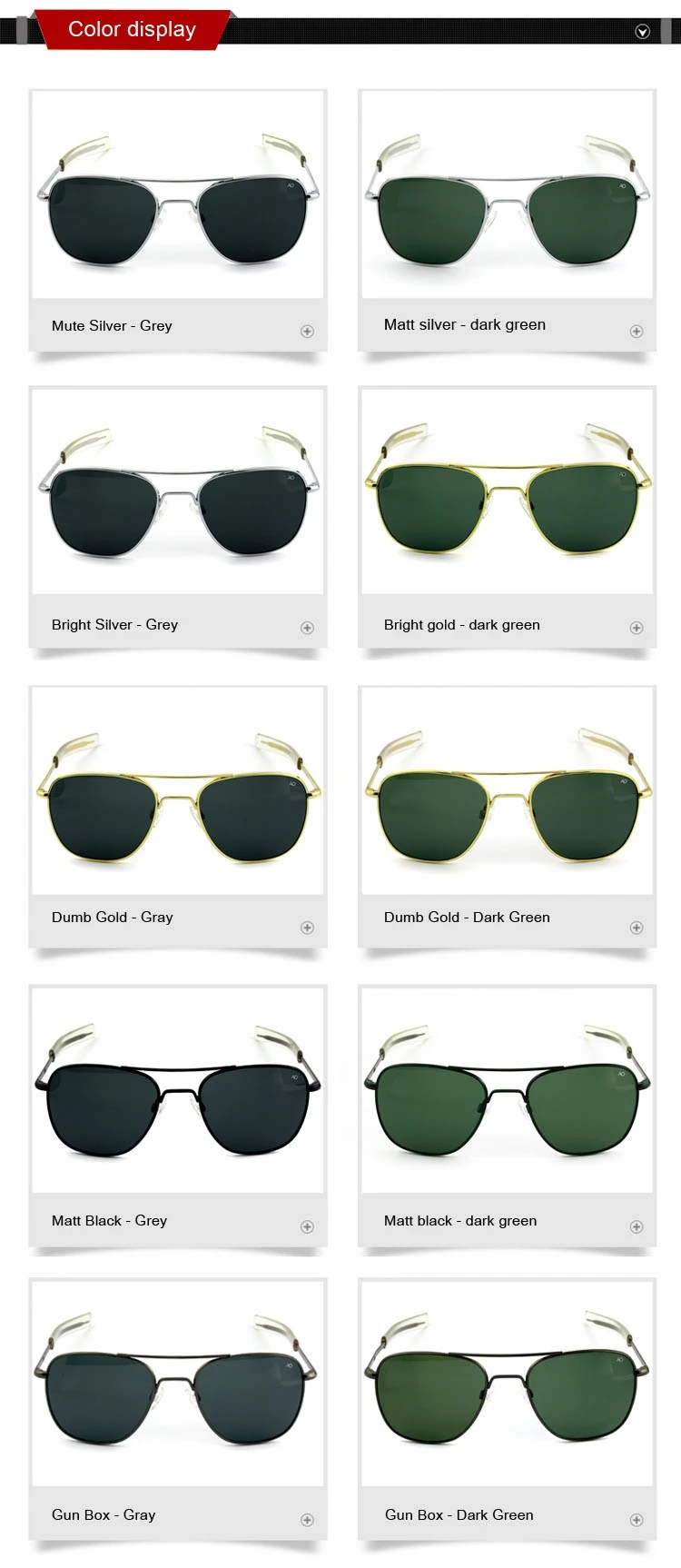 exército americano lentes de vidro masculino designer