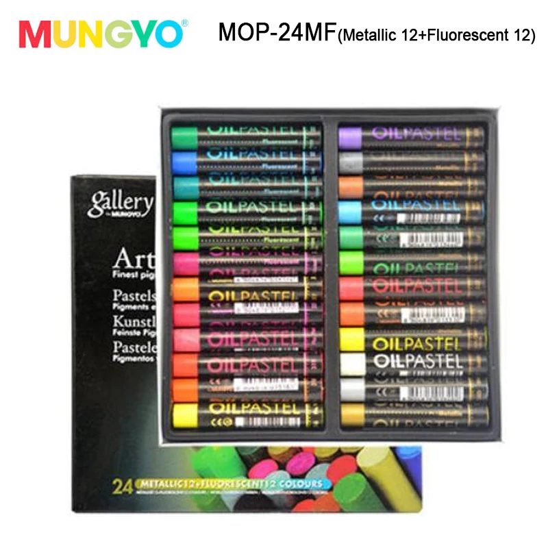 MUNGYO MOP-MF series Gallary Artists Oil pastels 12/24 Metallic and fluorescent color Oil paint ART drawing supplies