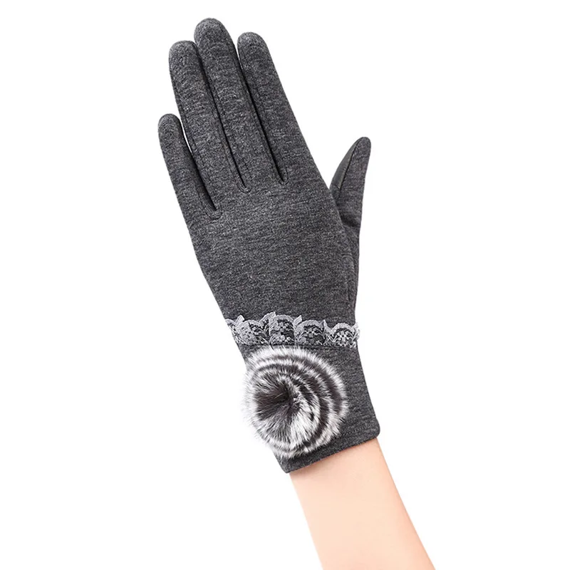 Осень-зима Модные женские кашемировые перчатки женские шерстяные варежки перчатки цветок универсальные Для женщин бежевые перчатки