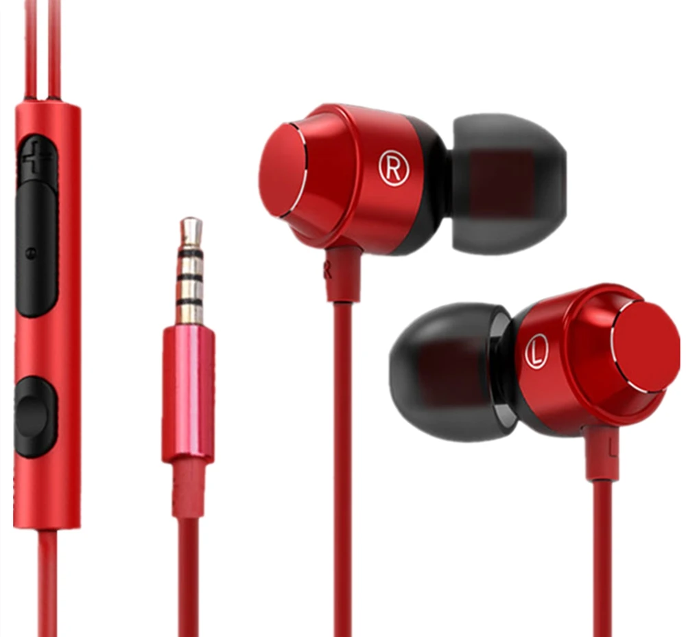 metal magnet earphone bass stereo gamer headset sport in-ear wired earphone