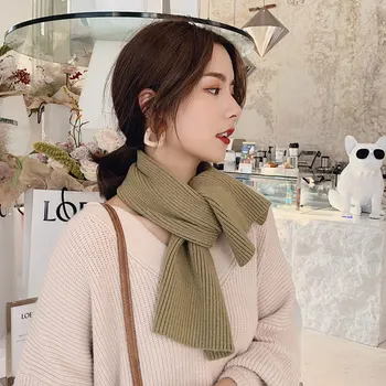 

Long Pure Student Scarf for Men and Women New Autumn-Winter-Korean Double-sided Knitted Wool Scarf for Neck Warming