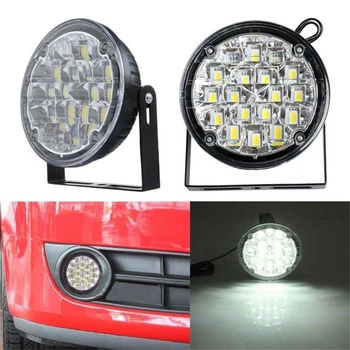 

2x 12V 18 LED Round Car Fog Lamp Driving Running Light Bright White New