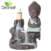 10 шт. Ароматические конусы+ горелка китайский Будда керамический ладан держатель курильница дым обратного потока благовония горелка для йоги дома Чайный домик