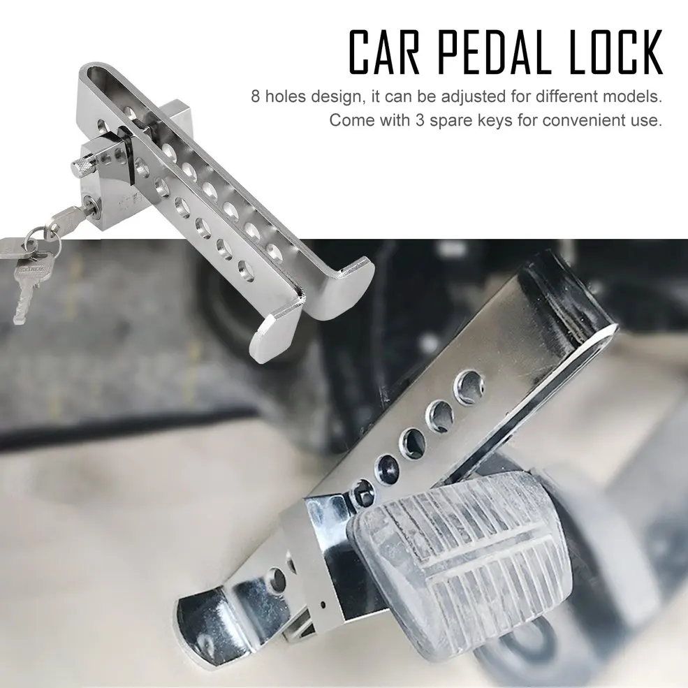 Car Chrome Anti-theft Device Stainless Steel Clutch Brake Security 8 Hole Lock