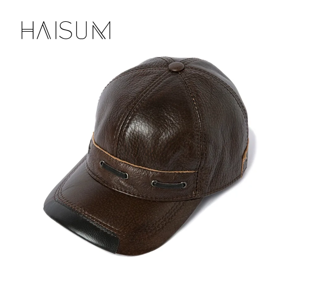 Haisum, натуральная кожа, Зимняя Мужская бейсболка, кепка CBD, высокое качество, Мужская настоящая кожа, для взрослых, одноцветная, Регулируемая Кепка, s CS139