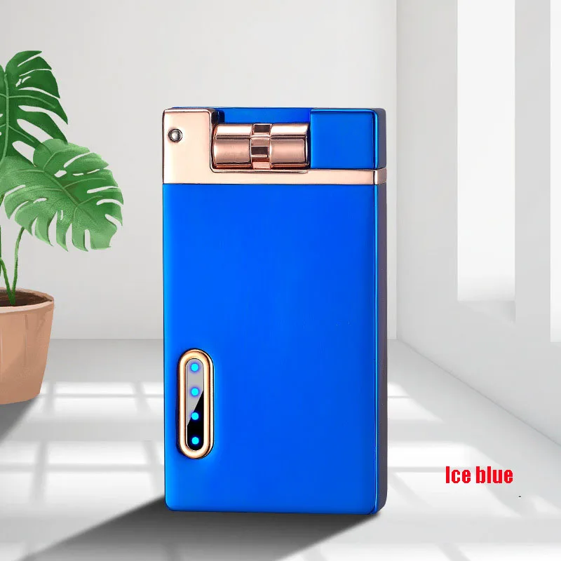 Гравитационная Индукционная зажигалка с двойной дугой, креативная usb-зарядка, ветрозащитная зажигалка, аксессуары для курения - Цвет: ice blue