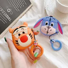 Мягкий силиконовый чехол для AirPods Eeyore Donkey Tigger Tiger Ring Chain