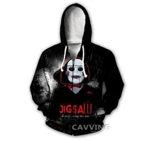 CAVVING 3D Print Horror Movie SAW Scarry Puppet Killer Zipper Hoodies Zip Sweatshirt Harajuku Hoodie Sweatshirt for Men/women 1