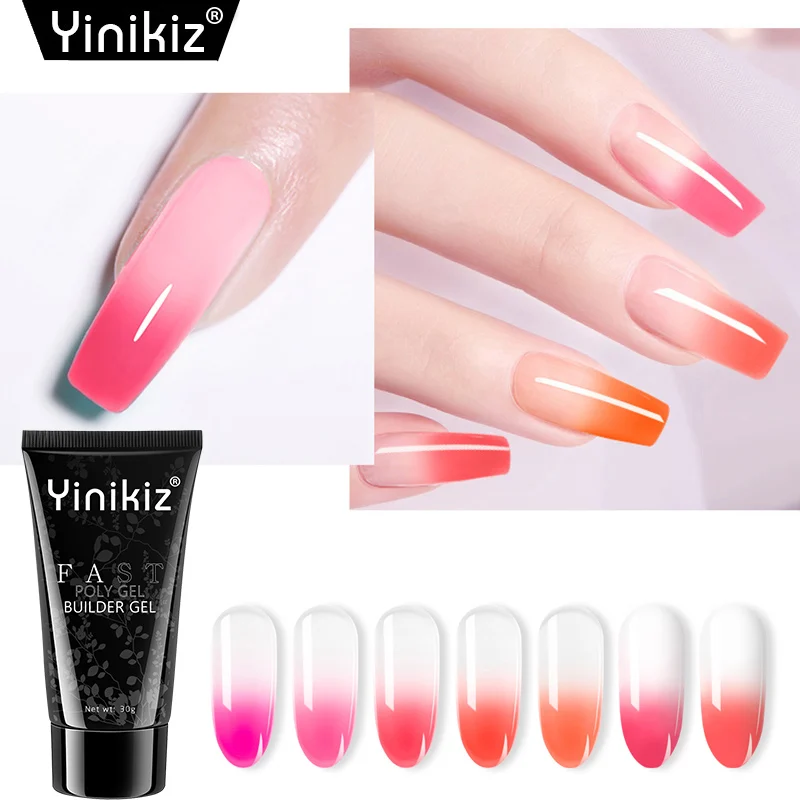

Yinikiz 30g UV Nail Gel Acrylic Poly Gel Temperature Change Builder Nail Art Gel Quick Building Chameleon Color PolyGel