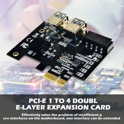 Multiplicateur Double PCIE Express 1 à 4, 16x, USB 3.0, pour carte vidéo 