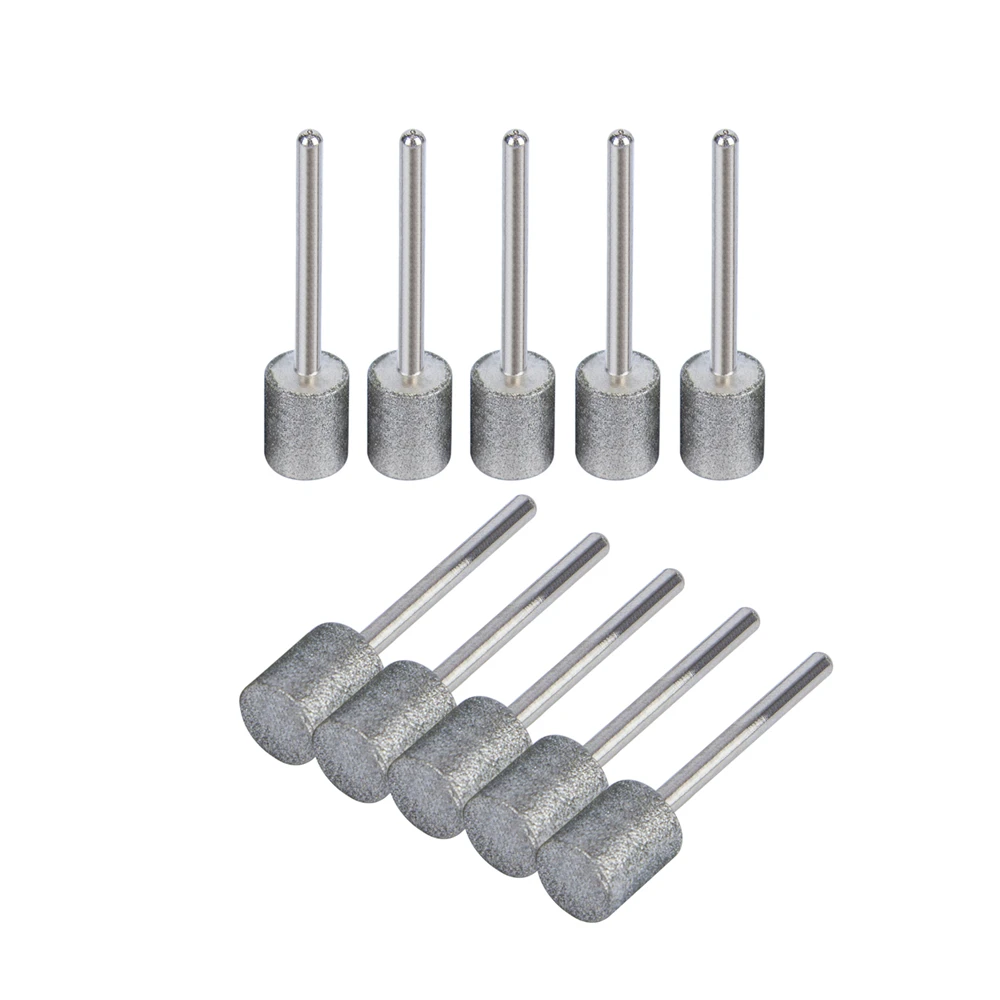 

10Pcs 1/8" 3mm Shank Cylindrical Nose Diamond Polishing Abrasive Mounted Points Fits Dremel Type Rotary Tool 10mm Head