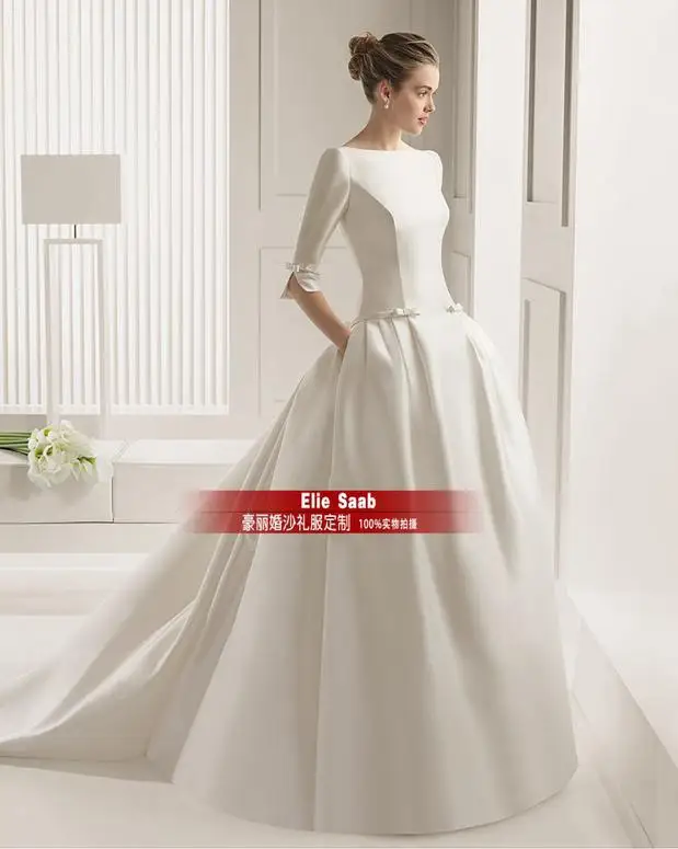 Мусульманский Casamento одежда с длинным рукавом и бантом, vestido de noiva новинка модные пикантные женские туфли с низким вырезом на спине бальное свадебное вечернее торжественное платье