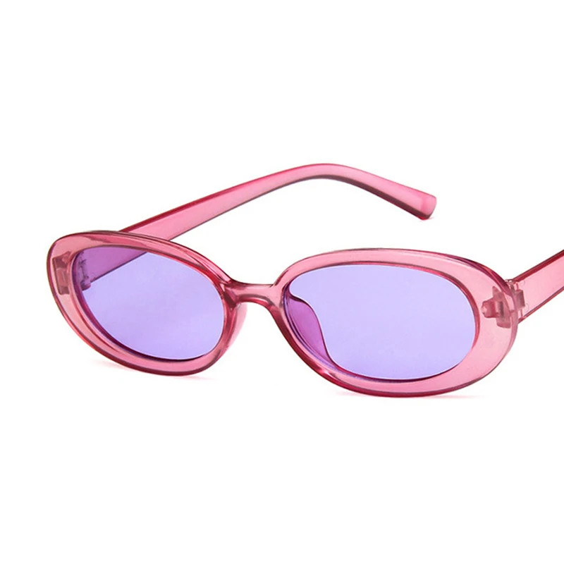 Pink Retro Sunglasses Oval Sunglasses Women Retro Brand Designer Vintage Ladies Cat Eye Pink Sun Glasses UV400 Nicki Minaj - Lenses Color: C8Purple