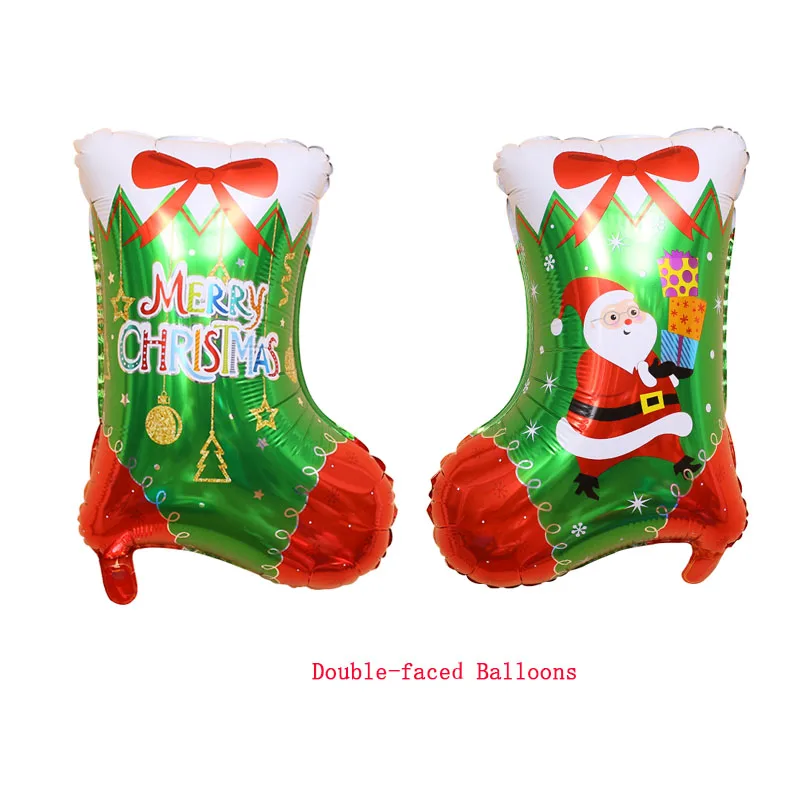 Рождественские фольгированные шары Санта Клаус шар Снеговик Глобус Рождественский олень Пингвин шар рождественские украшения для дома год - Цвет: double faced shoe