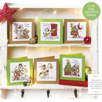 

002 14ct Cross Stitch Kit Card Package Greeting Card Needlework Embroidery Crafts Counted Cross-Stitching Kits Christmas Gift