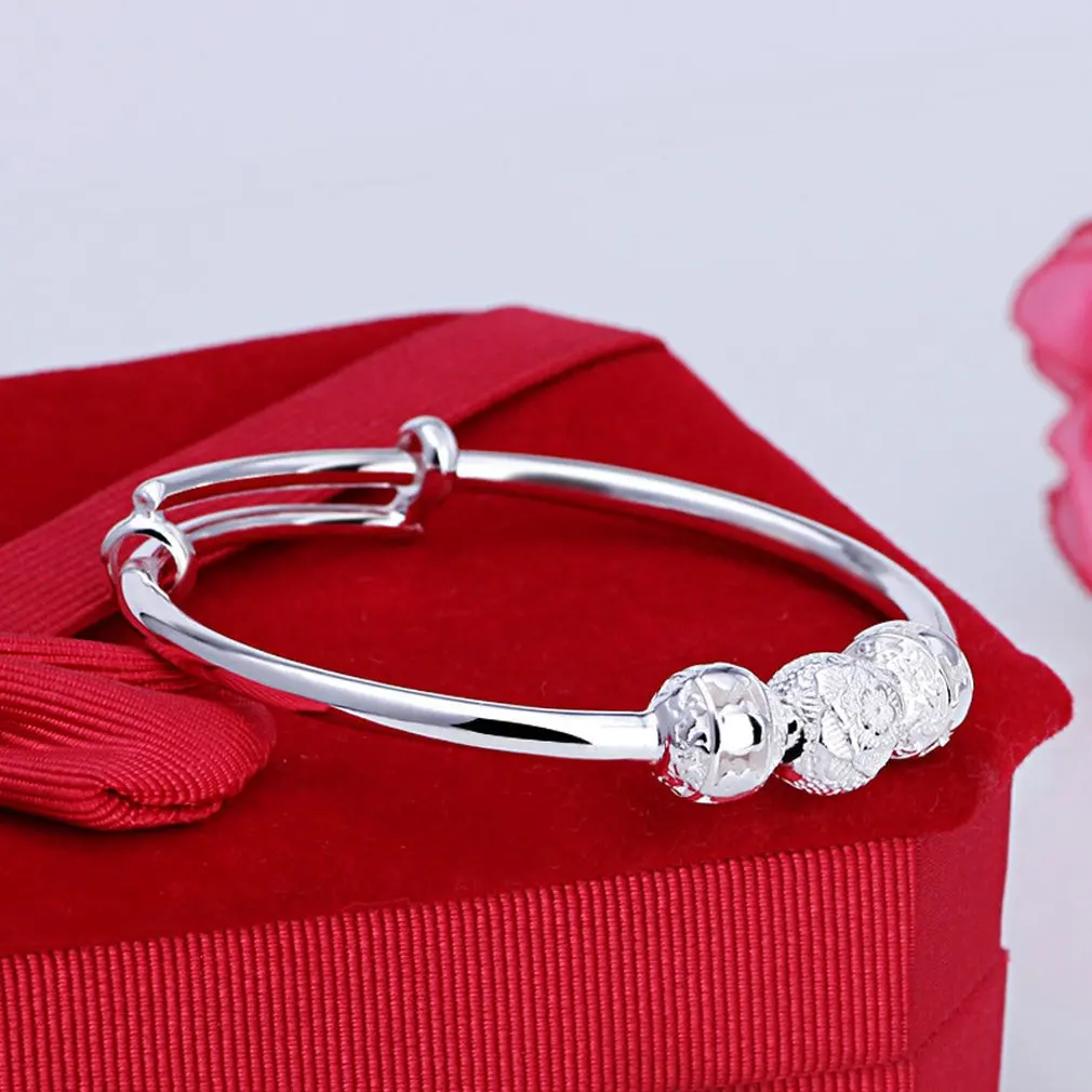 

Baby Jewelry For Girls Silver Bracelet Adjustable Baby Silver Non-allergic Smooth Bracelet Love Charm Bracelet Hot