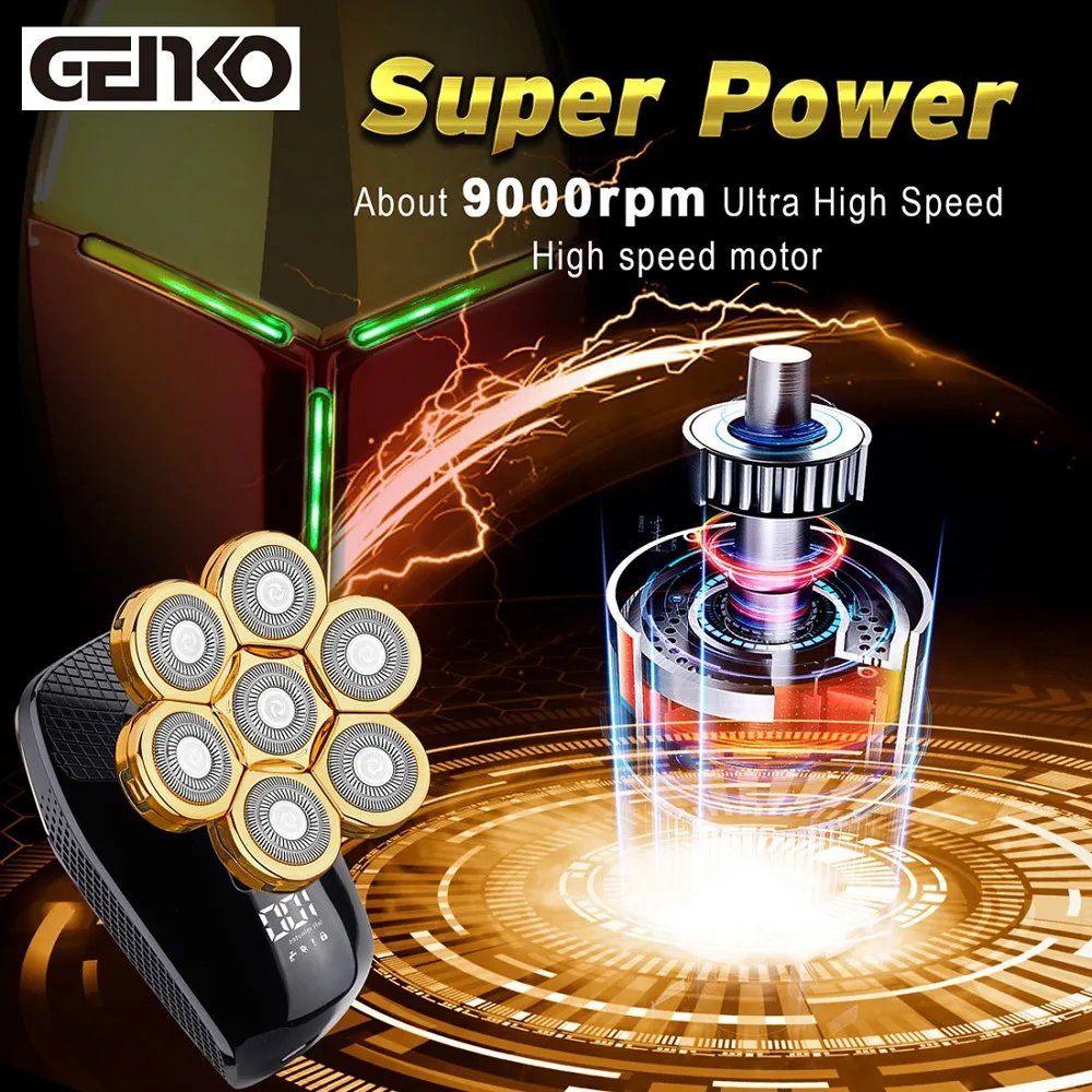 GENKO Shaver For Men 7D Independently 7 Cutter Floating Head Waterproof Electric Razor Wet And Dry Trimmer For Man electric shaver electric razor