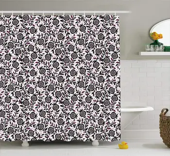

Pomegranate Floral Shower Curtain, Bath Curtain Durable Waterproof Fabric Bathroom Curtain,60 x 72 Inches