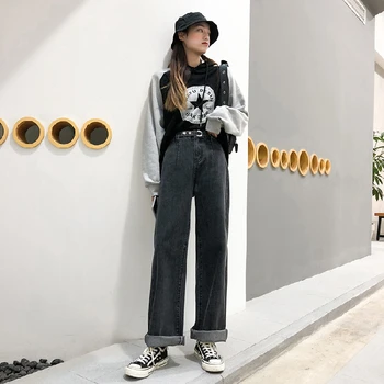 

Vintage Blue Wide Jeans Woman Plus Size Jeans Boyfriends Pantalon Taille Haute Denim Trousers Ladies Black Casual Jean Femme