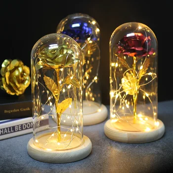 

Beauty and The Beast Rose LED Flower Artificial Wedding Enchanted Rose In Glass Dome Christmas Gift Birthday Gift for Girlfriend