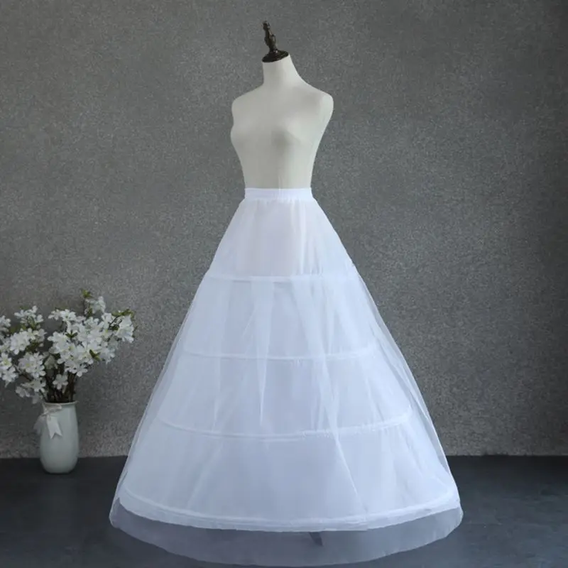 Женское 4-слойное Свадебное бальное платье трапециевидной формы с 4 кольцами, Нижняя юбка кринолин с эластичной резинкой на талии, свадебная юбка-комбинация