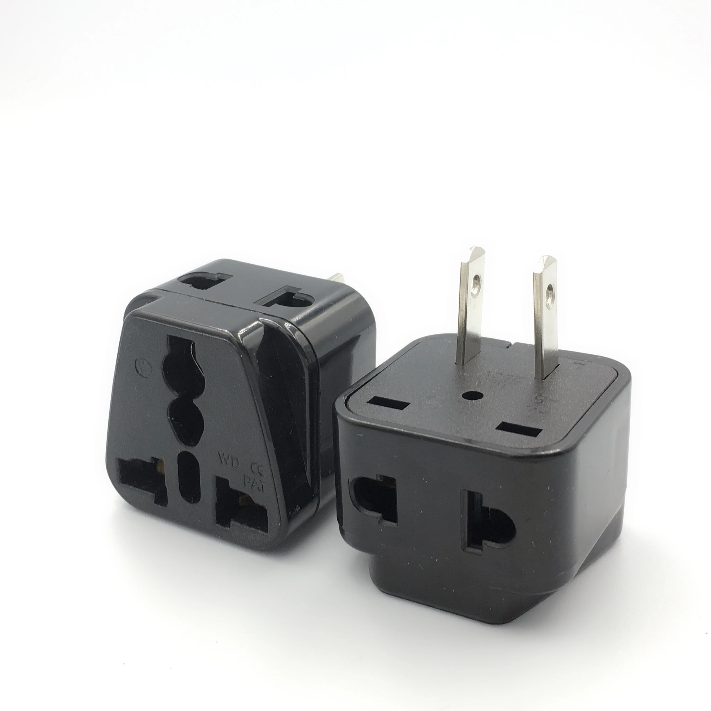 Adaptador de corriente 2 pines para viaje, enchufe Universal de cobre de 250v y 10a, color blanco y negro, EE. UU., Canadá y Japón, venta al mayor|Alargadores para enchufes| -