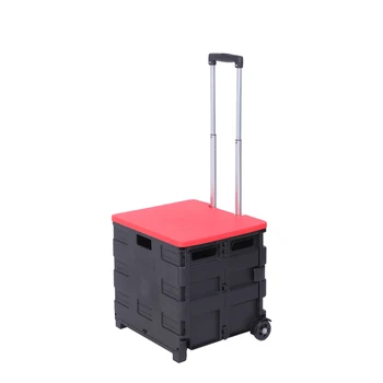 

2 Wheels Rolling Utility Cart, Heavy Duty Light Weight 80LB Load Capacity Collapsible Handcart with Lid