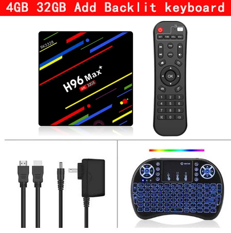 H96 MAX Plus Smart tv Box Android 9,0 4 Гб ОЗУ 64 Гб Rockchip RK3328 USB3.0 H.265 4K Youtube Netflix Google Play Smart tv H96 MAX - Цвет: 4G 32G Add keyboard