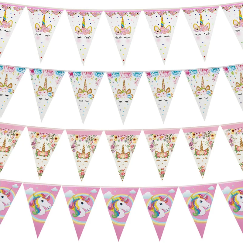 Unicorn 1st Birthday Paper Banners Happy Party Decorations Kids Hanging Garland Flag Baby Shower Supplies | Дом и сад
