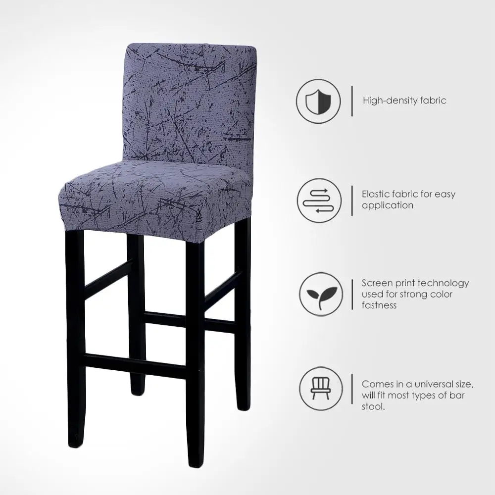 Bar Stool Slipper-Cover Chair Stretch-Printed Club Housse-De-Chaise with Backs