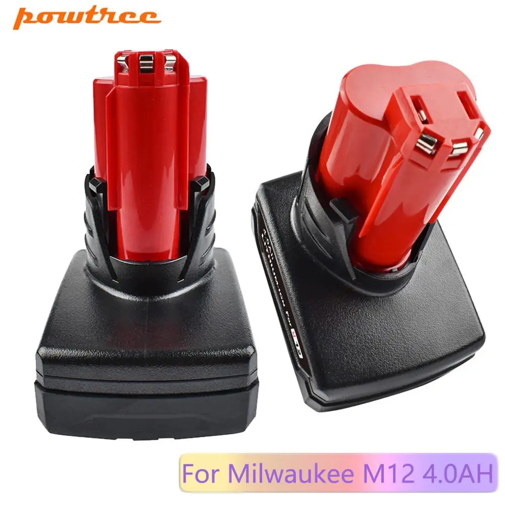 

Powtree 12V 4000mAh For Milwaukee M12 Red Power Tool Li-ion Battery Replacement C12 B, C12 BX 48-11-2401 48-11-2402 C12 D