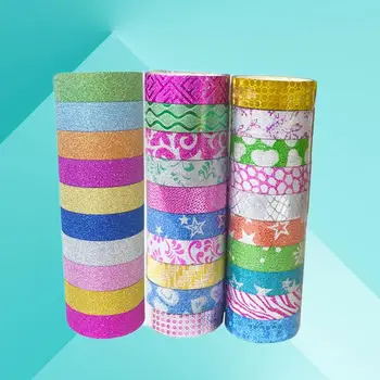 

10PCS 1.5cmx3.0m Glitter Pattern Tape Self Adhesive Decorative Sticker Rolls Decor