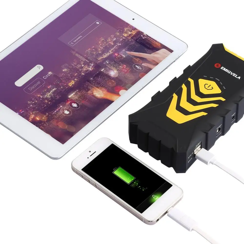 Многофункциональный автомобильный Jump Starter Kit 14000 мА/ч, два USB выхода, Мощность банк аварийный усилитель аккумулятора с светодиодный фонарик