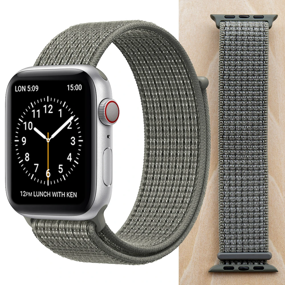 Spruce Fog Высококачественный нейлоновый спортивный ремешок для Apple Watch Series 5 4 3 2 1, мягкий дышащий тканый ремешок 44 мм iwatch 38 мм 40 мм - Цвет ремешка: Spruce Fog