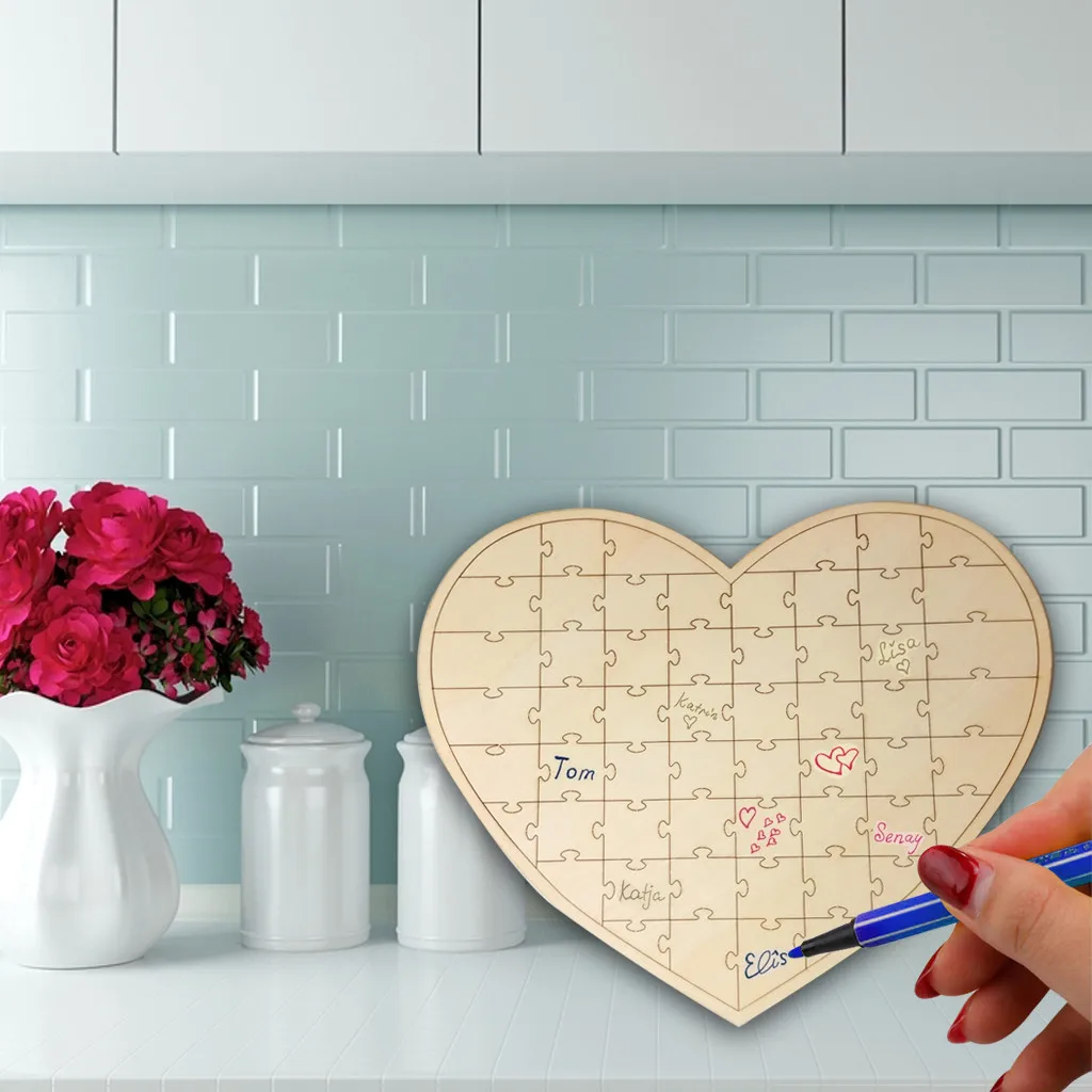 

Personalised Wedding Guest Book Jigsaw Puzzle Alternative Heart Shape#3