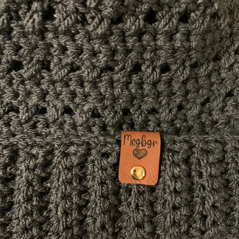 Handmade leather tags for rivets personalised fold over knitted crochet labels sewing brand garment hats-DIY label 30pcs