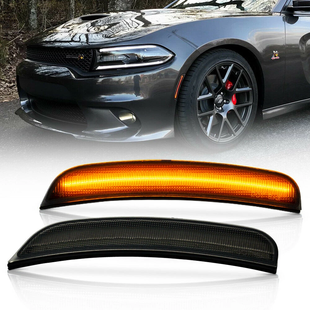 Smoke Lens Amber Led Front Bumper Side Marker Light For 20152020 Dodge